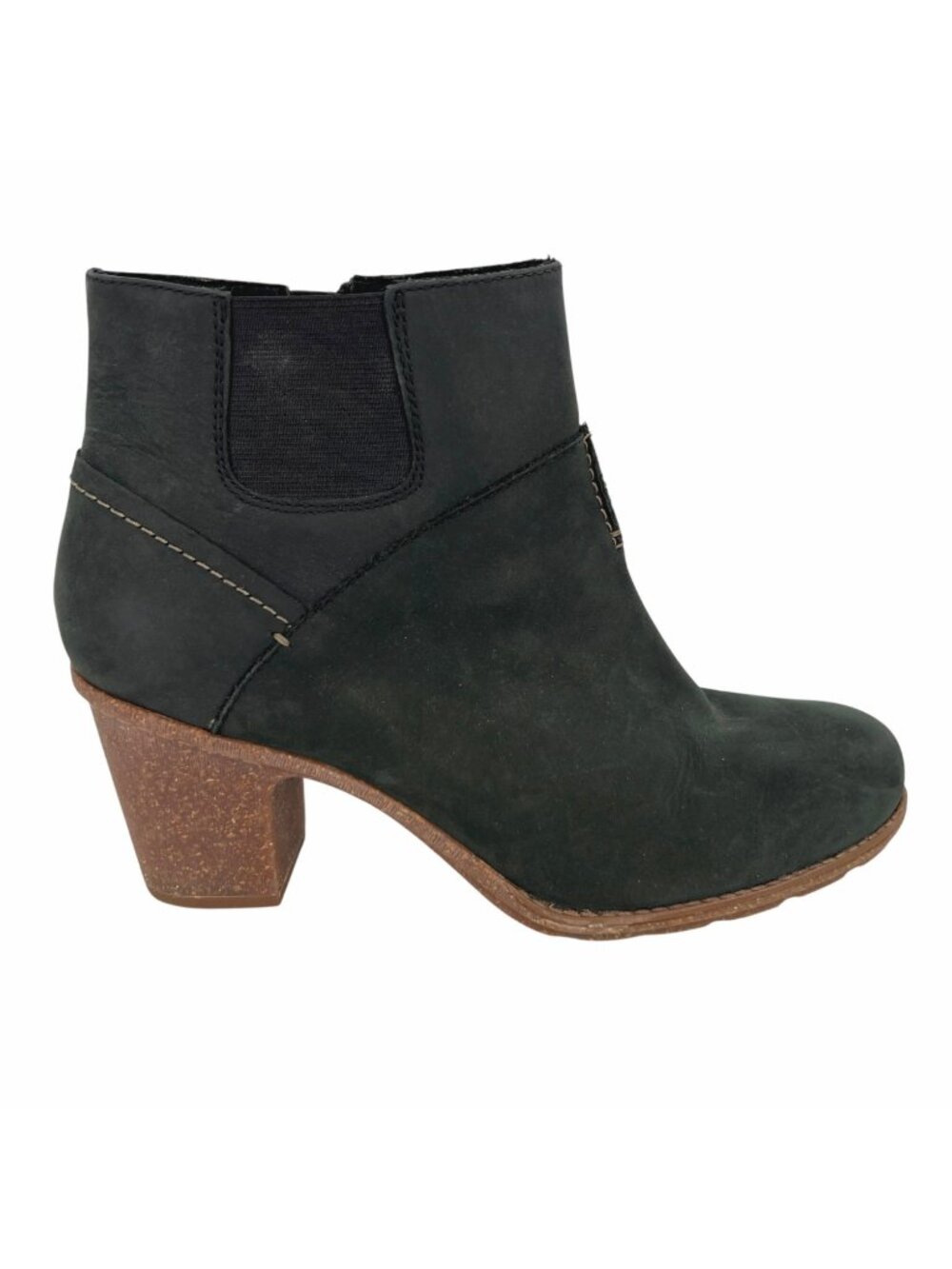 Clarks Sashlin Vita Black Nubuck Leather Ankle Boots Block Heel Size 10